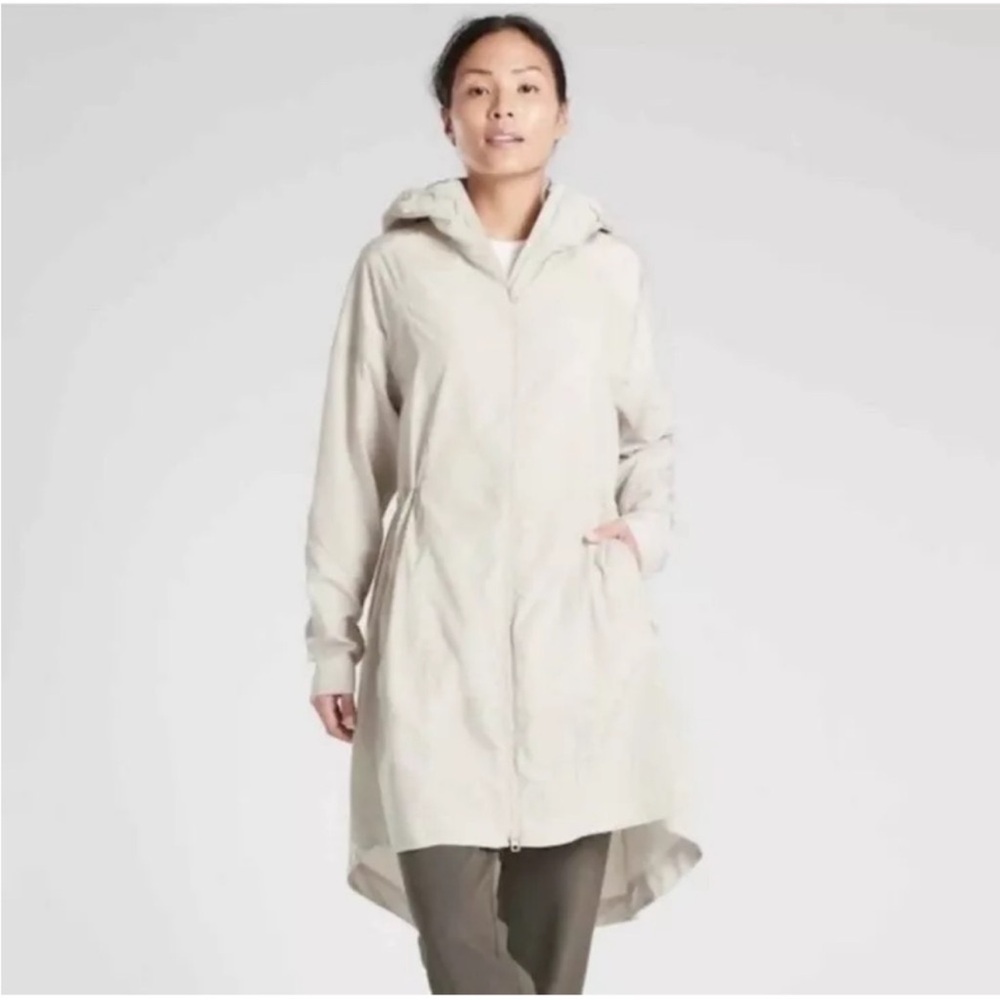 Women's Cream Hooded High-Low Jacket